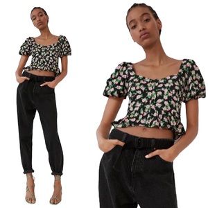 ZARA | Floral Peplum Blouse Top